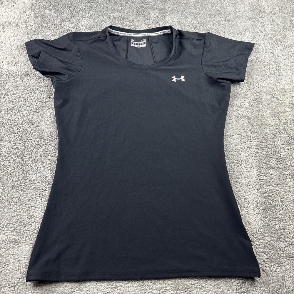 Under Armour Tee Shirt Youth Large Black‎ Loose Fit Heat Gear